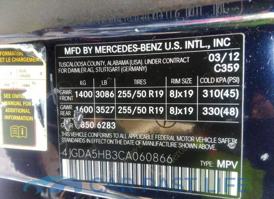 4JGDA5HB3CA060866# 9