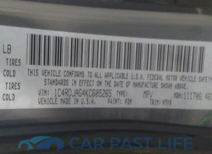 1C4RDJAG4KC605265# 9