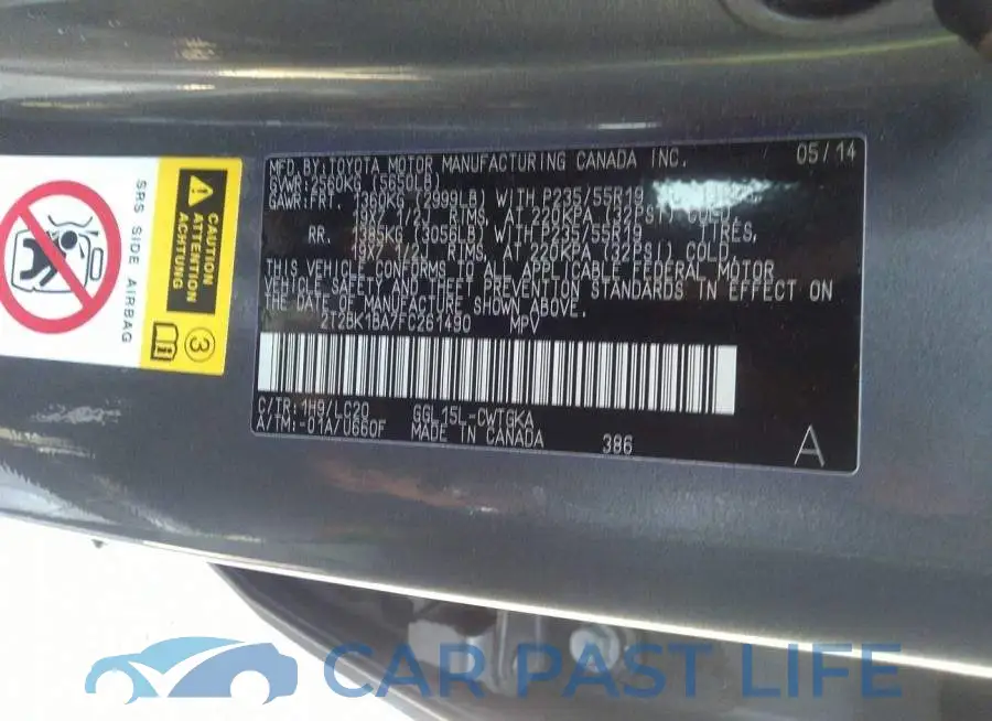2T2BK1BA7FC261490# 9