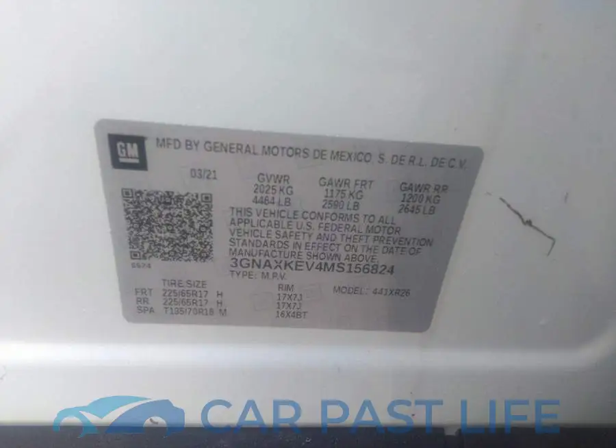 3GNAXKEV4MS156824# 9