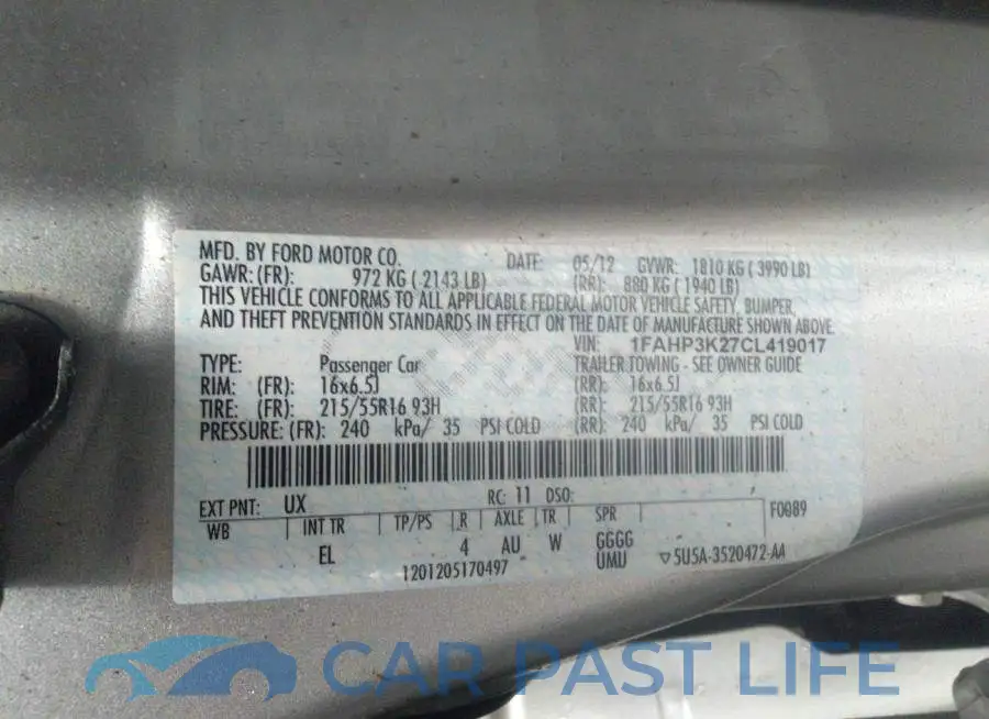 1FAHP3K27CL419017# 9