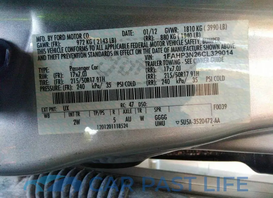1FAHP3N26CL329014# 9