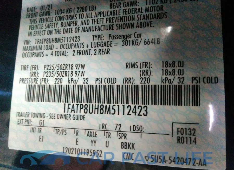 1FATP8UH8M5112423# 9