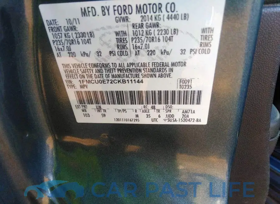 1FMCU0E72CKB11144# 9