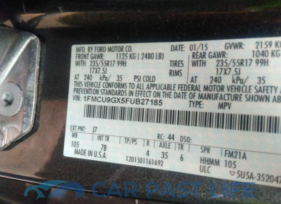 1FMCU9GX5FUB27185# 9