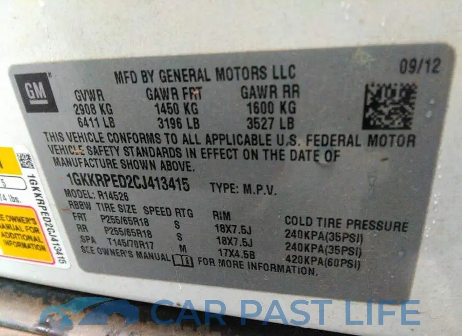 1GKKRPED2CJ413415# 9