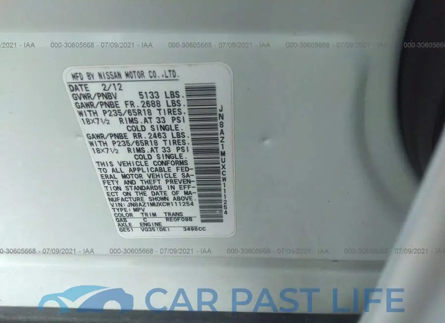 JN8AZ1MUXCW111254# 9