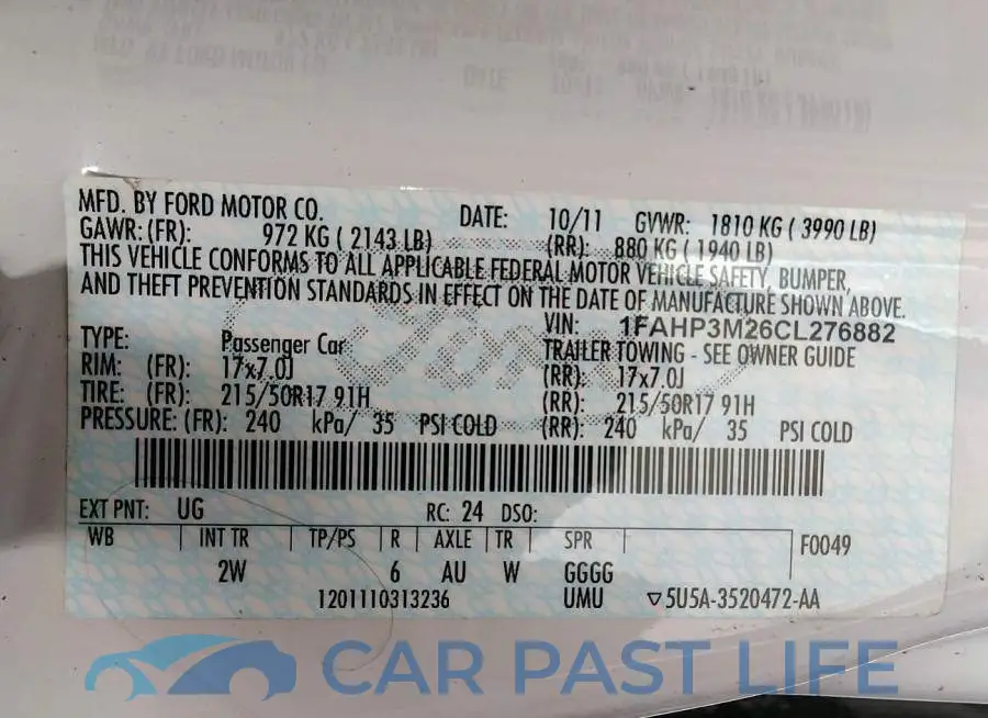 1FAHP3M26CL276882# 9