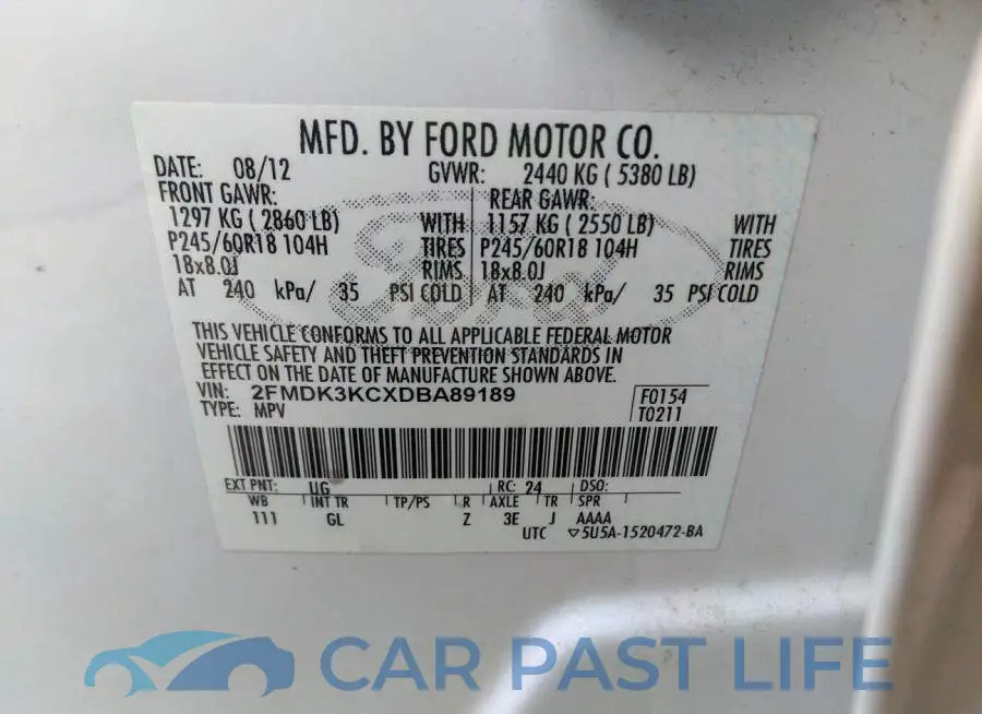 2FMDK3KCXDBA89189# 9