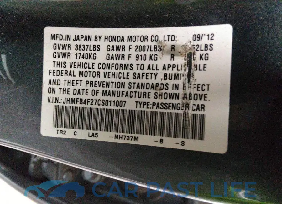 JHMFB4F27CS011007# 9
