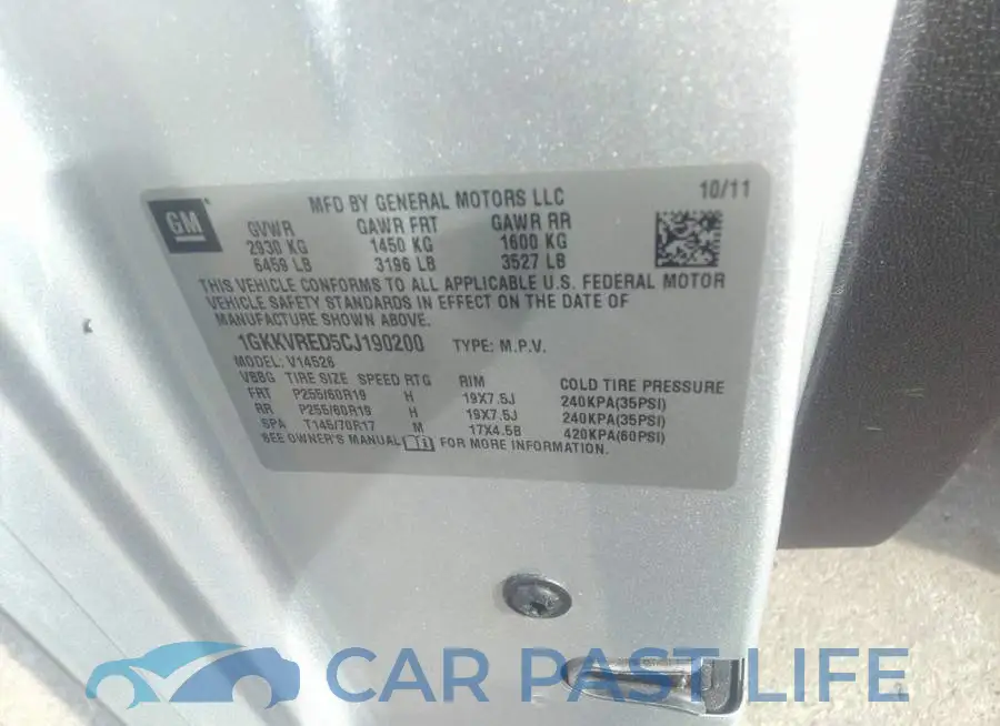 1GKKVRED5CJ190200# 9