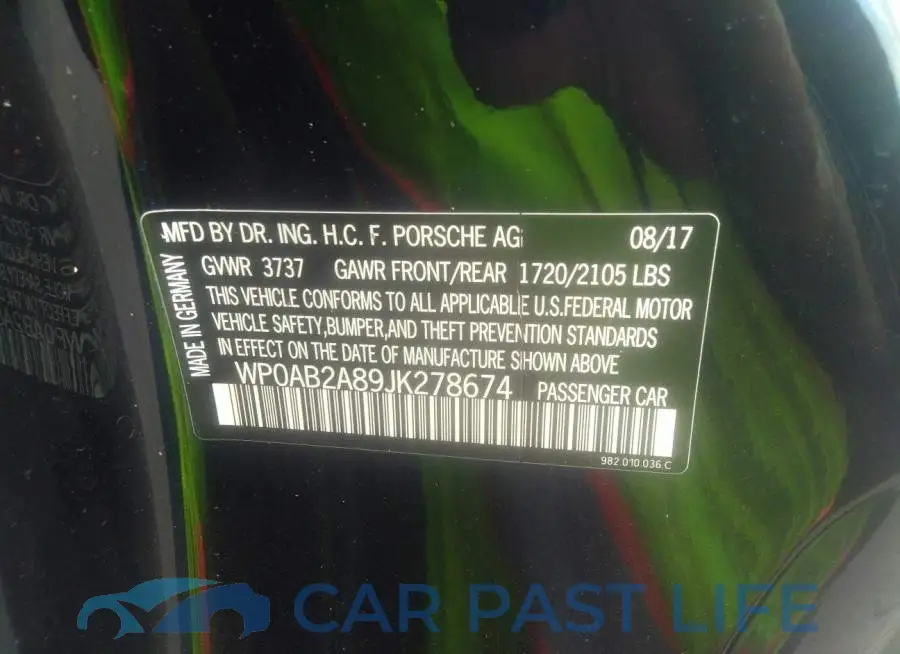 WP0AB2A89JK278674# 9