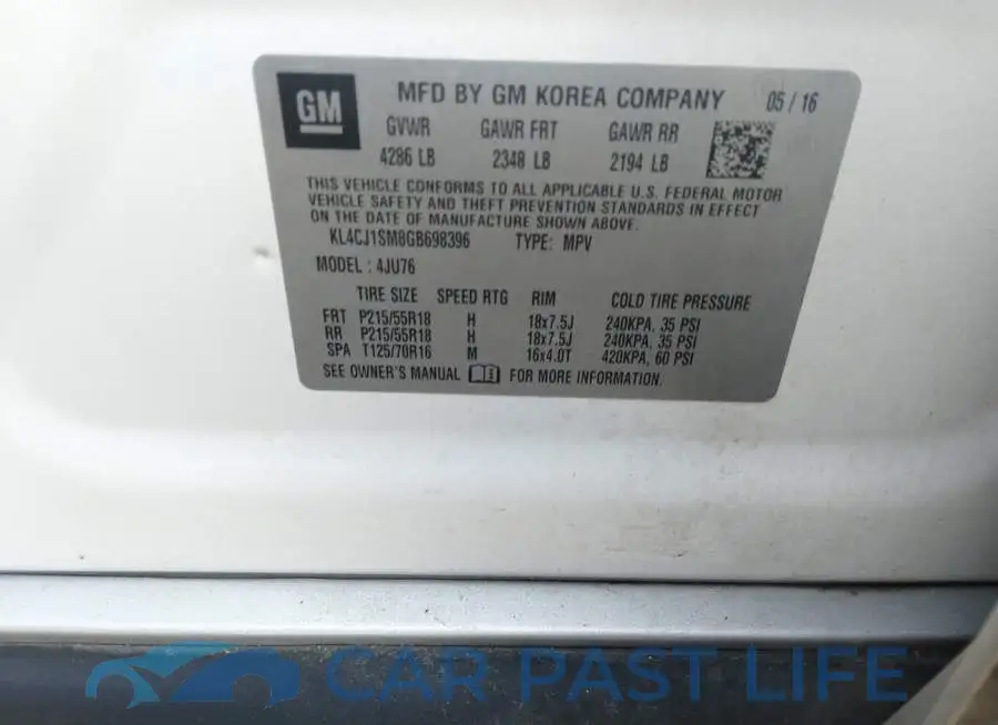 KL4CJ1SM8GB698396# 9