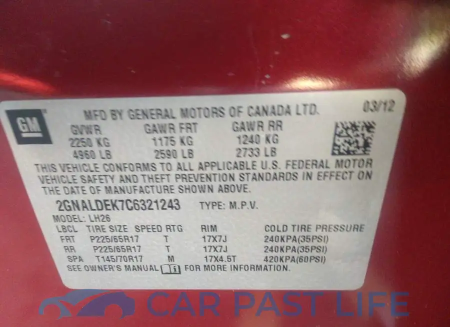 2GNALDEK7C6321243# 9