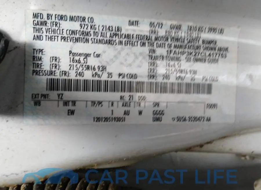 1FAHP3K27CL417753# 9