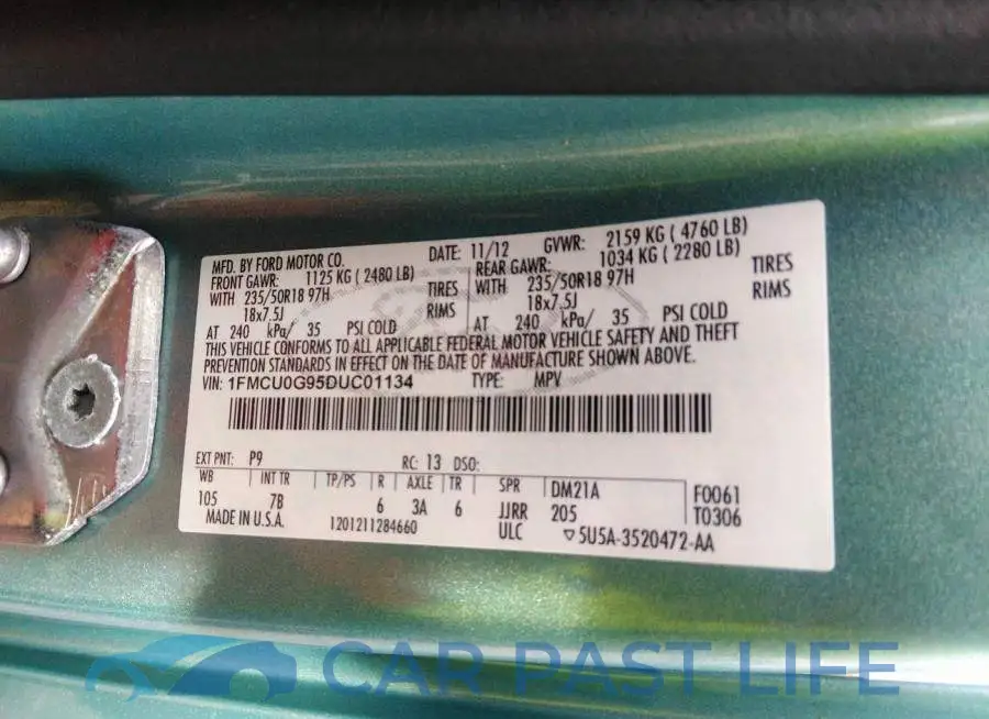 1FMCU0G95DUC01134# 9