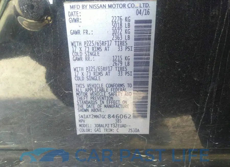 5N1AT2MN7GC846062# 9