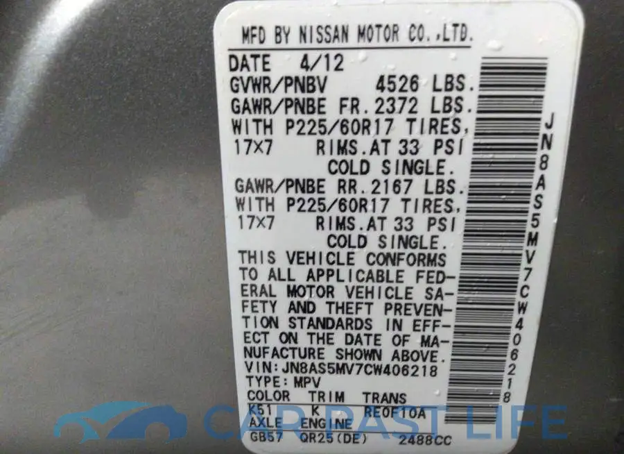 JN8AS5MV7CW406218# 9