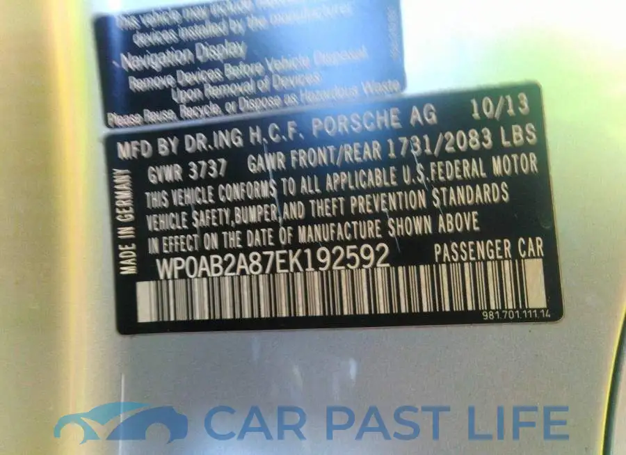 WP0AB2A87EK192592# 9