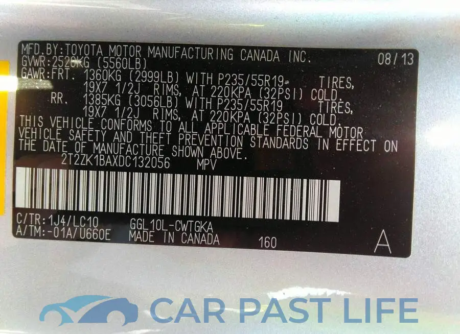 2T2ZK1BAXDC132056# 9
