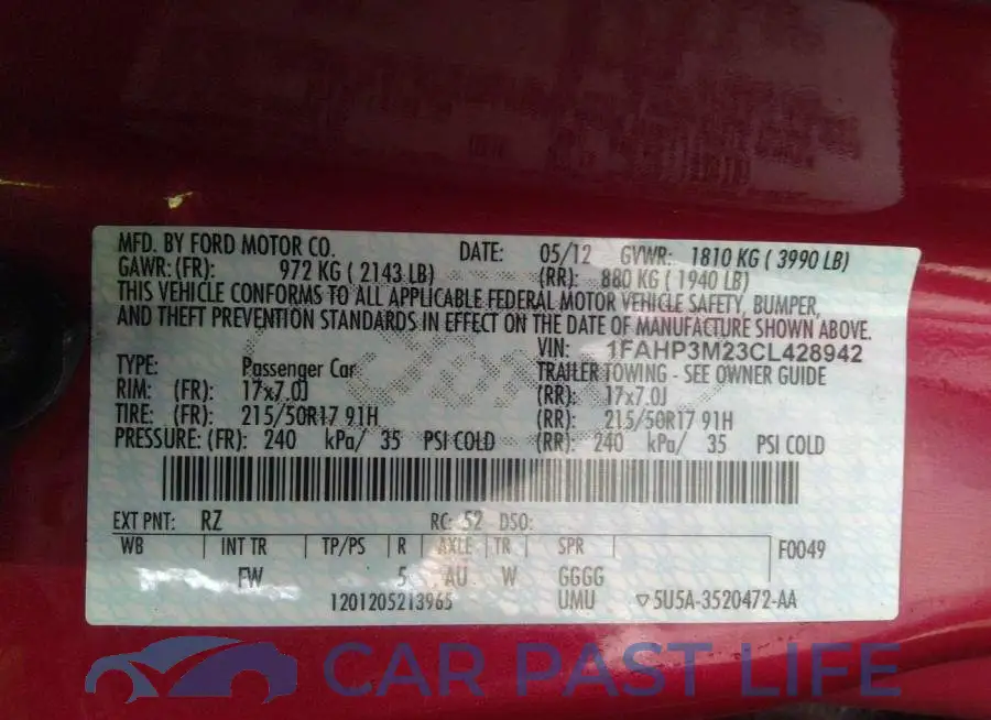 1FAHP3M23CL428942# 9