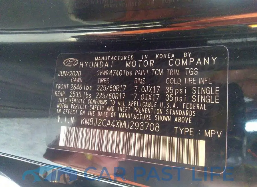 KM8J2CA4XMU293708# 9