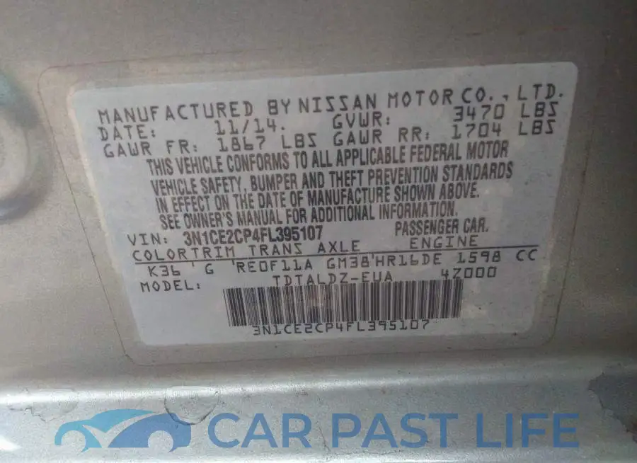 3N1CE2CP4FL395107# 9