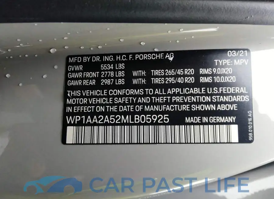 WP1AA2A52MLB05925# 9