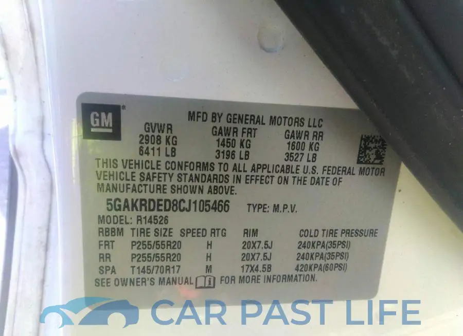 5GAKRDED8CJ105466# 9