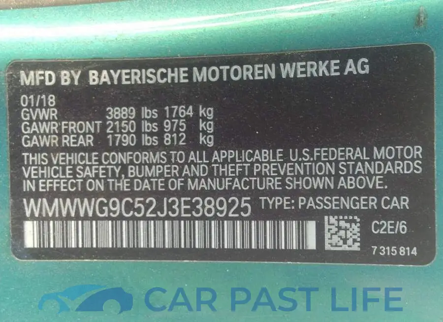 WMWWG9C52J3E38925# 9
