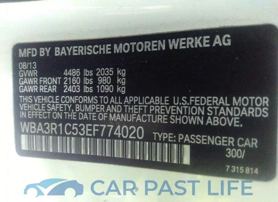 WBA3R1C53EF774020# 9