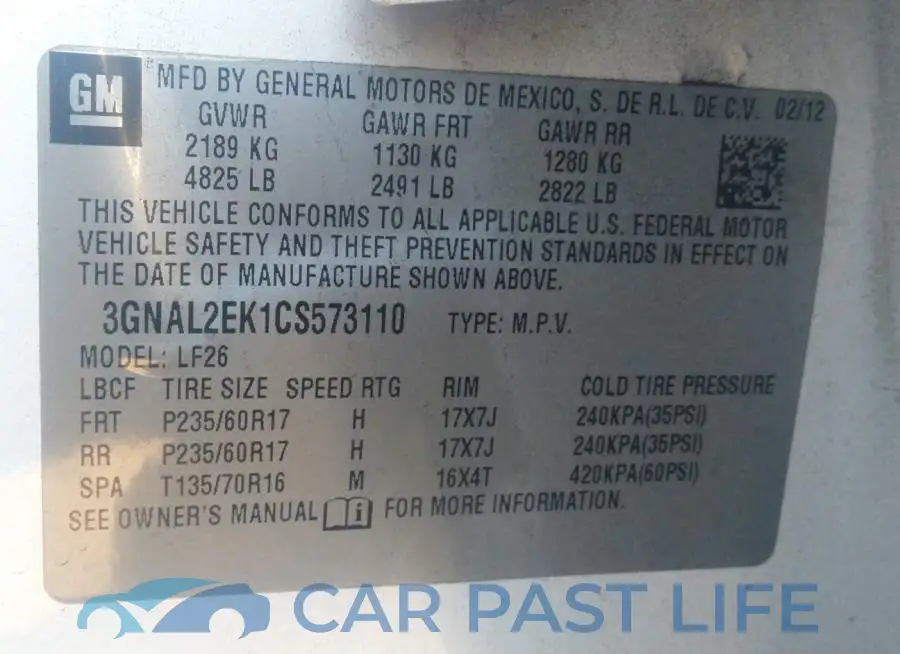 3GNAL2EK1CS573110# 9