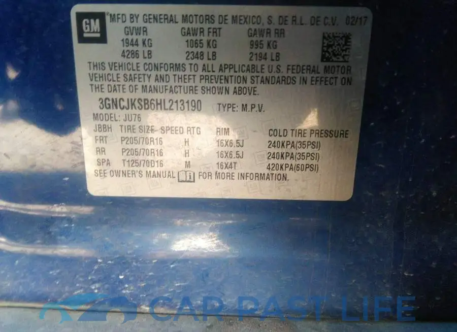 3GNCJKSB6HL213190# 9