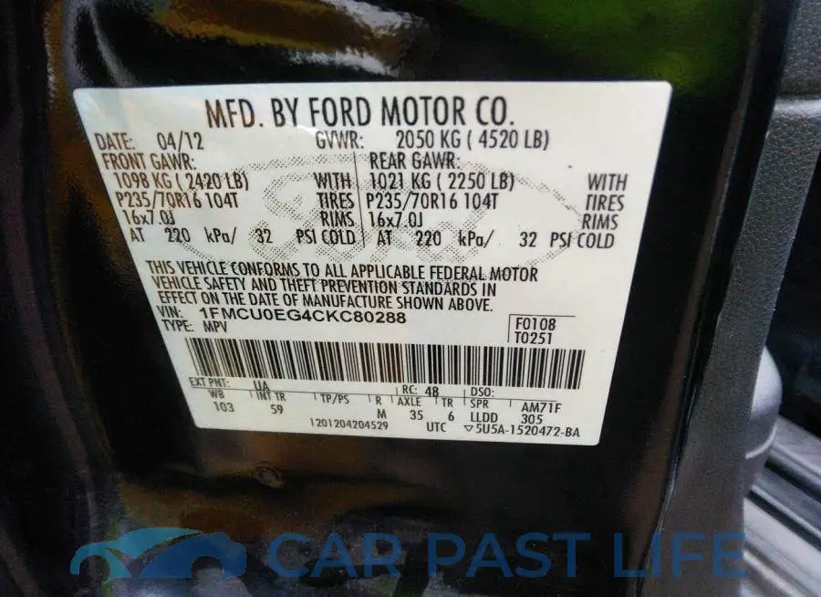 1FMCU0EG4CKC80288# 9