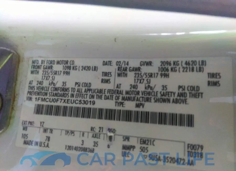 1FMCU0F7XEUC53019# 9