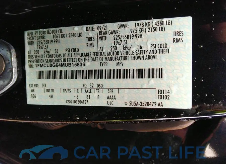 1FMCU0G64MUB15836# 9
