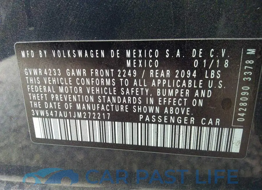 3VW547AU1JM272217# 9
