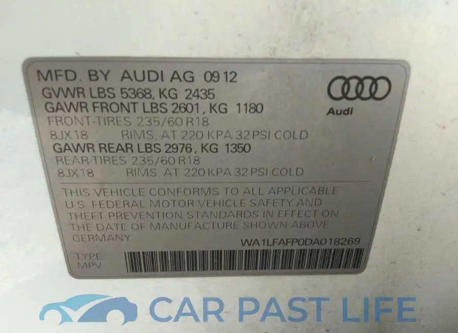 WA1LFAFP0DA018269# 9