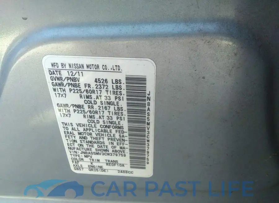 JN8AS5MV3CW379759# 9