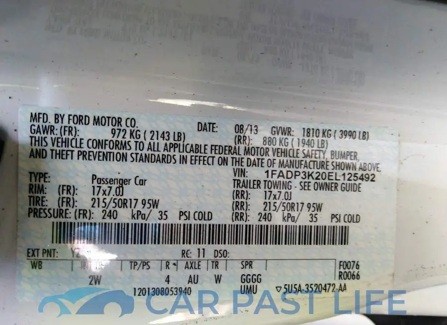 1FADP3K20EL125492# 9