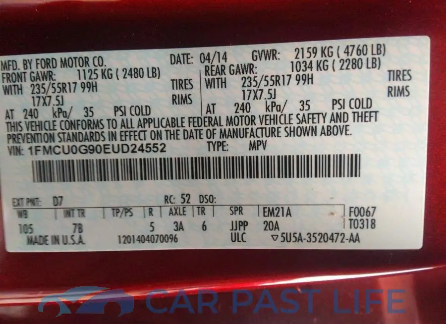 1FMCU0G90EUD24552# 9