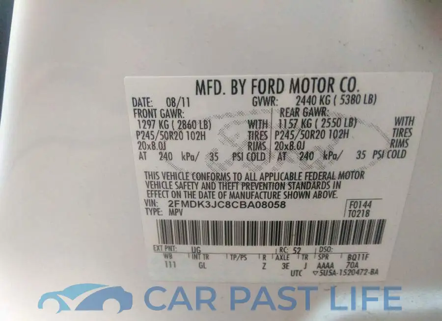 2FMDK3JC8CBA08058# 9