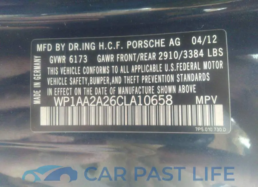 WP1AA2A26CLA10658# 9