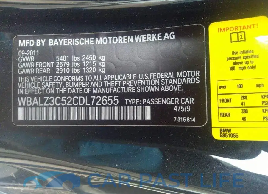 WBALZ3C52CDL72655# 9