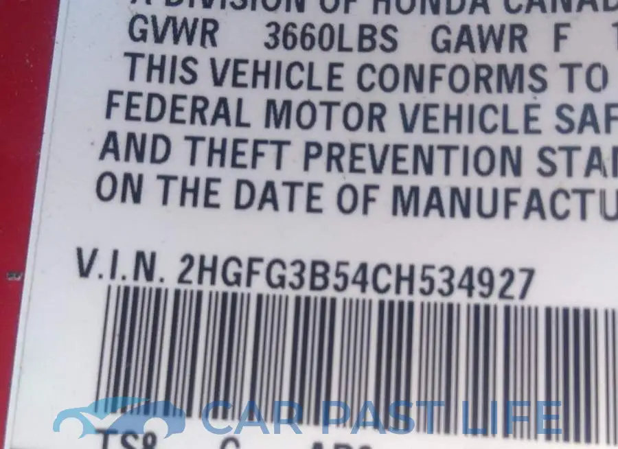 2HGFG3B54CH534927# 9
