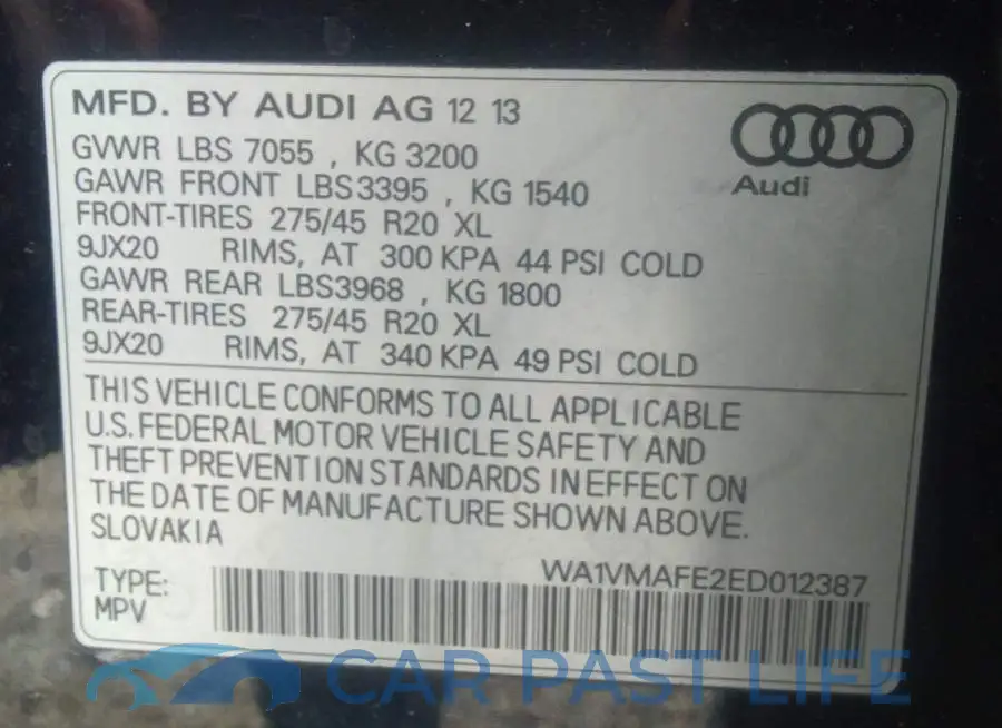 WA1VMAFE2ED012387# 9