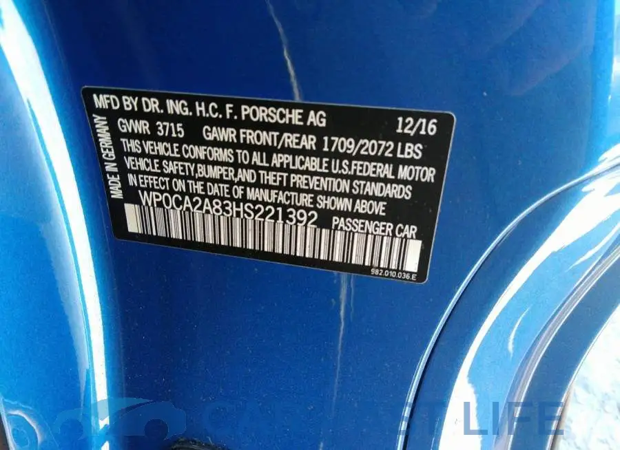 WP0CA2A83HS221392# 9
