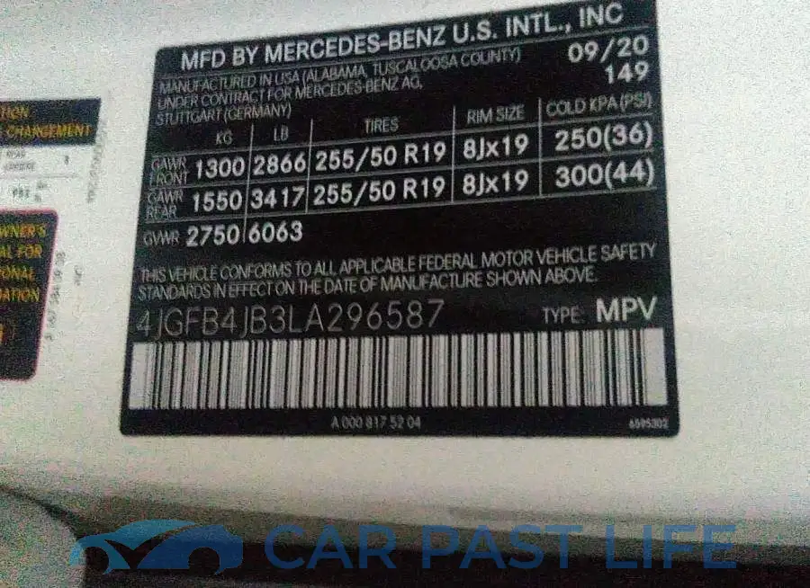 4JGFB4JB3LA296587# 9