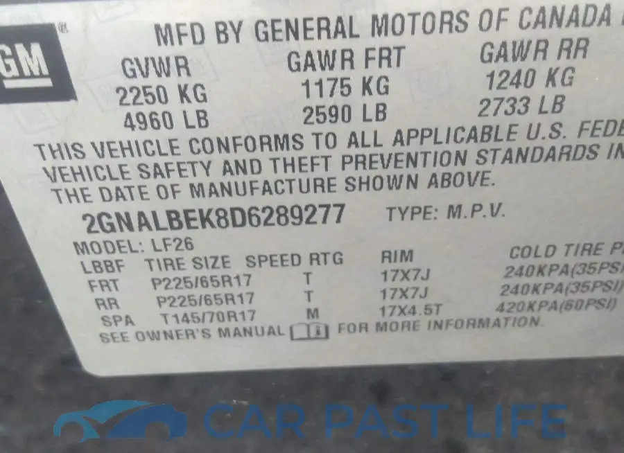 2GNALBEK8D6289277# 9