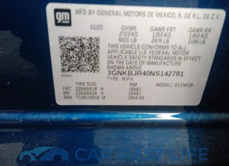 3GNKBJR40NS142791# 9